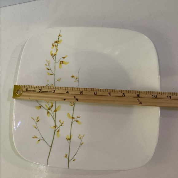 Corelle Kobe Square Corning Vitrelle 10.50" Dinner Plate Forsythia Set Of 2 - Picture 3 of 6